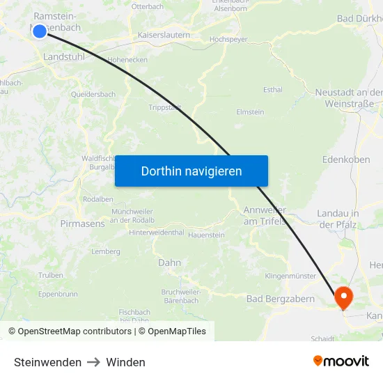 Steinwenden to Winden map