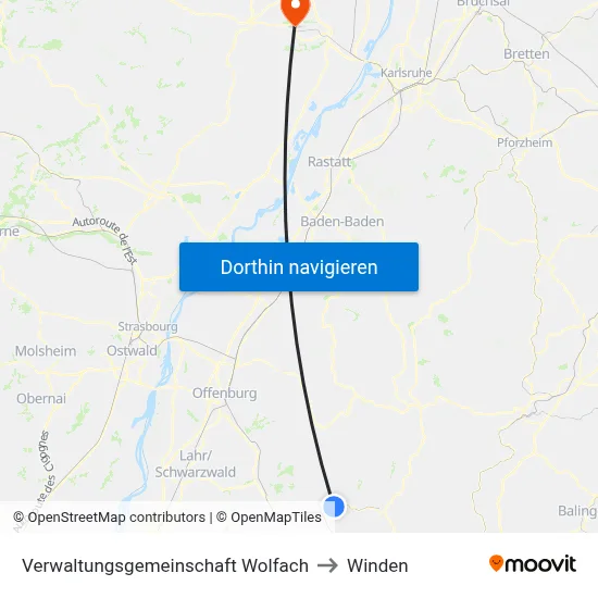 Verwaltungsgemeinschaft Wolfach to Winden map