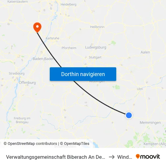 Verwaltungsgemeinschaft Biberach An Der Riß to Winden map