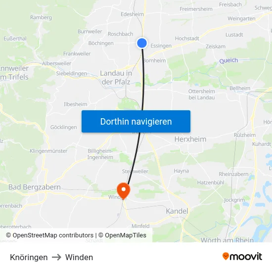 Knöringen to Winden map