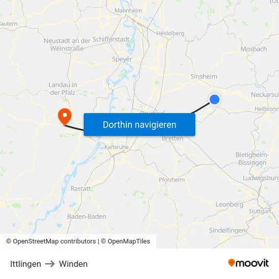Ittlingen to Winden map