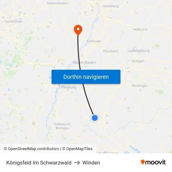 Königsfeld Im Schwarzwald to Winden map