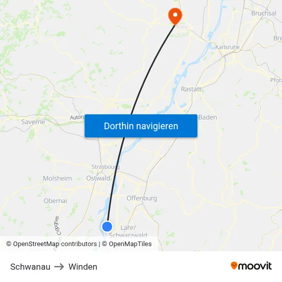Schwanau to Winden map