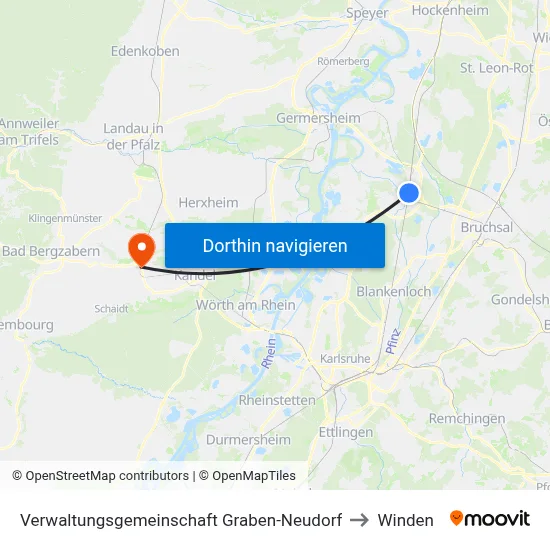 Verwaltungsgemeinschaft Graben-Neudorf to Winden map