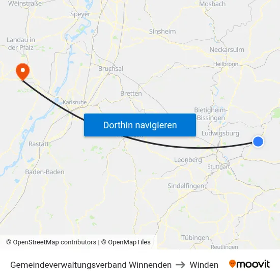 Gemeindeverwaltungsverband Winnenden to Winden map