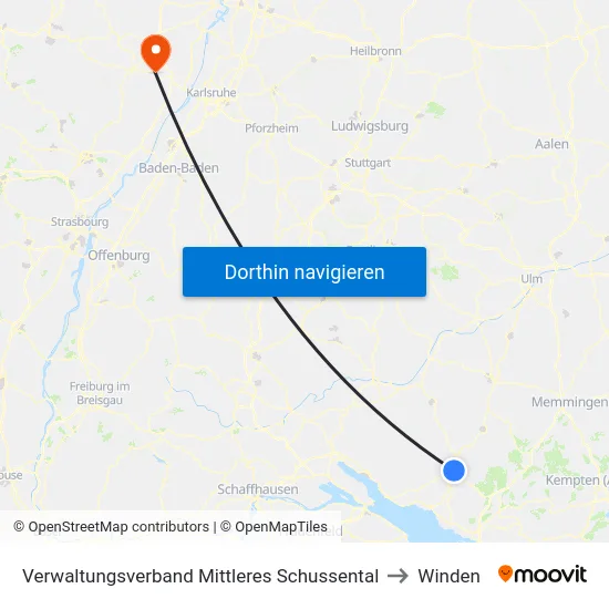 Verwaltungsverband Mittleres Schussental to Winden map