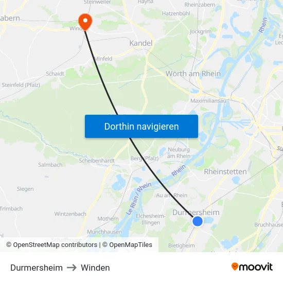 Durmersheim to Winden map