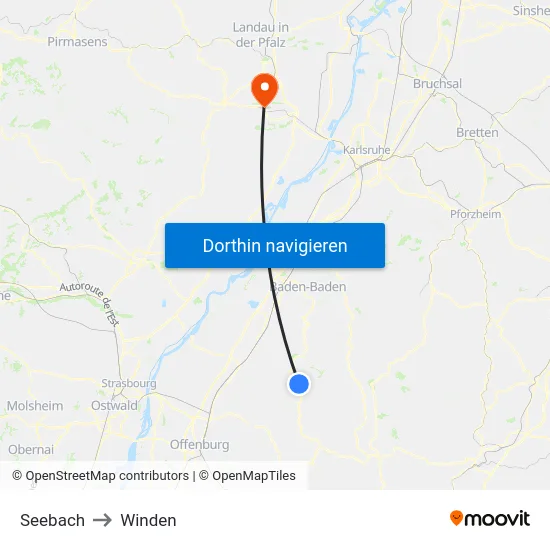 Seebach to Winden map