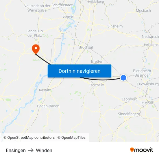 Ensingen to Winden map