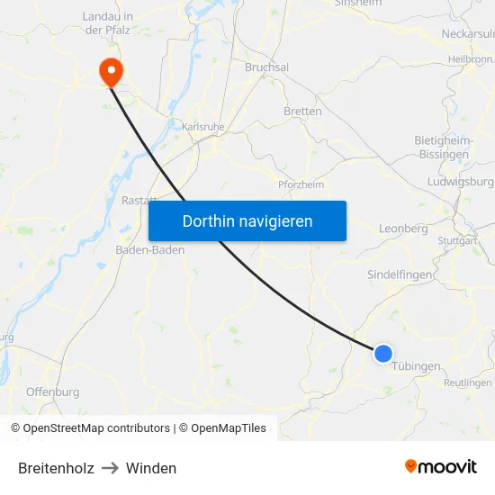 Breitenholz to Winden map