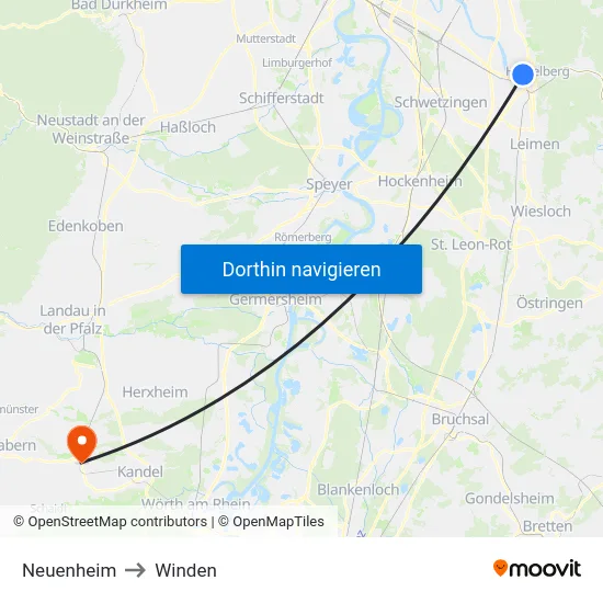 Neuenheim to Winden map