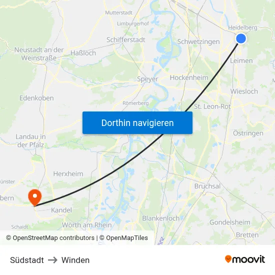 Südstadt to Winden map