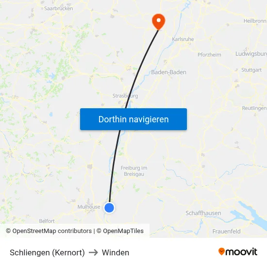 Schliengen (Kernort) to Winden map