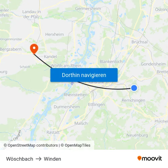 Wöschbach to Winden map