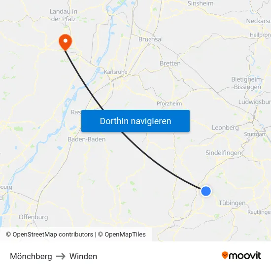 Mönchberg to Winden map