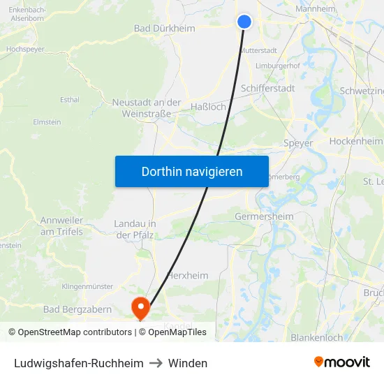 Ludwigshafen-Ruchheim to Winden map