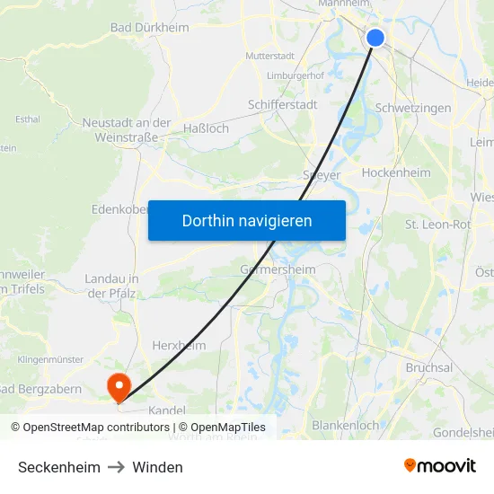 Seckenheim to Winden map