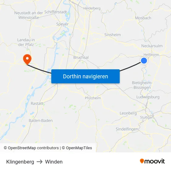 Klingenberg to Winden map