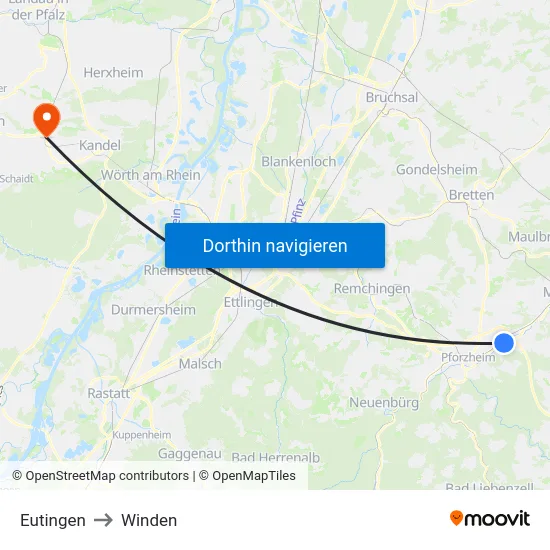 Eutingen to Winden map