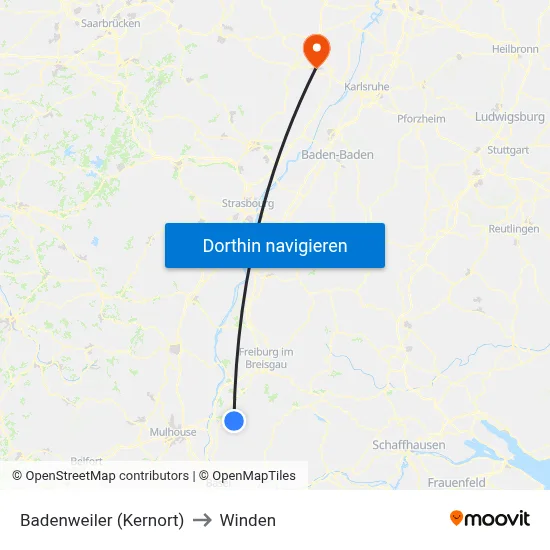 Badenweiler (Kernort) to Winden map
