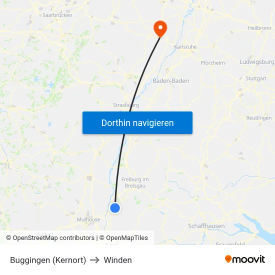 Buggingen (Kernort) to Winden map