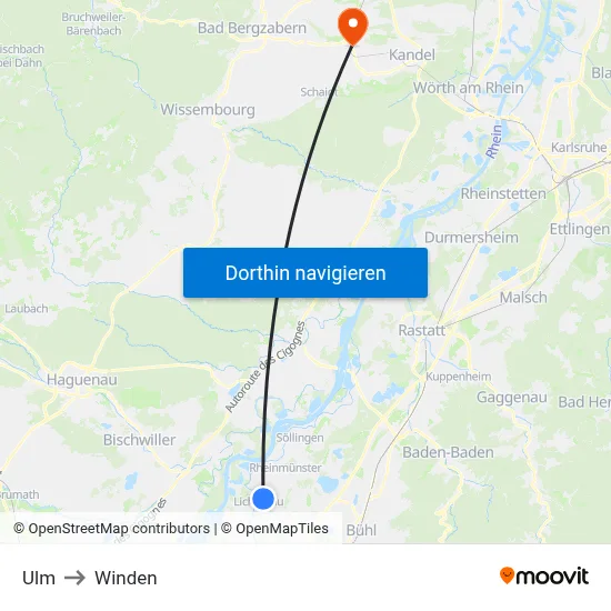 Ulm to Winden map