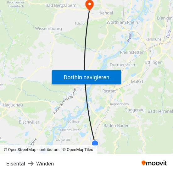 Eisental to Winden map