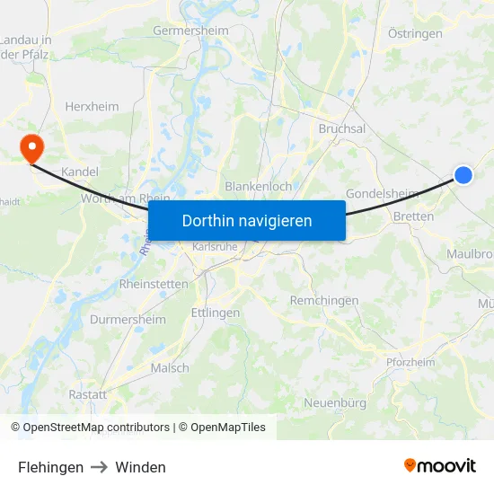 Flehingen to Winden map