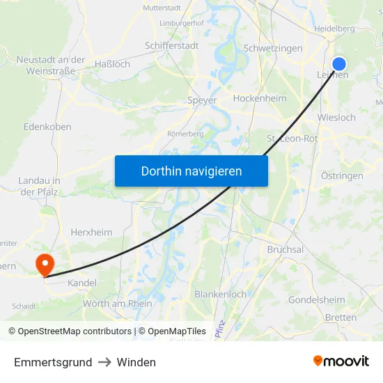 Emmertsgrund to Winden map