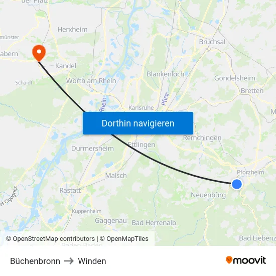Büchenbronn to Winden map
