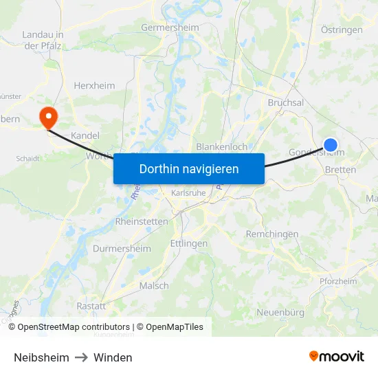 Neibsheim to Winden map