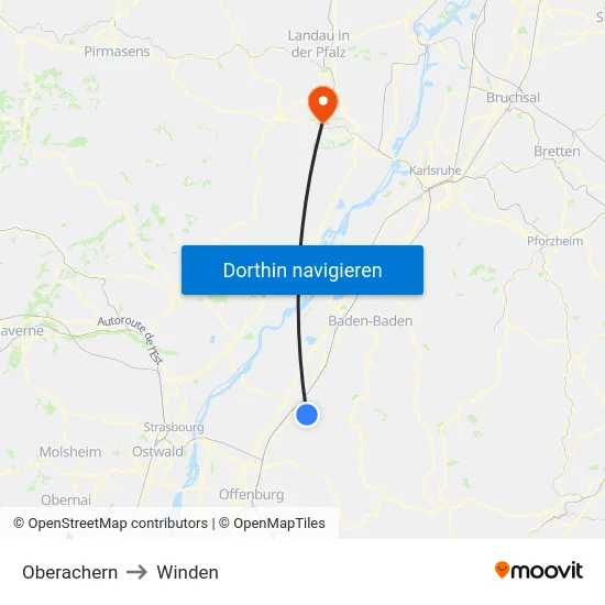 Oberachern to Winden map
