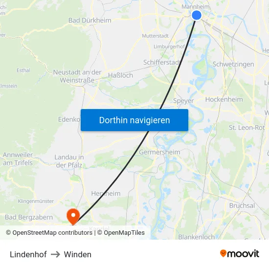 Lindenhof to Winden map