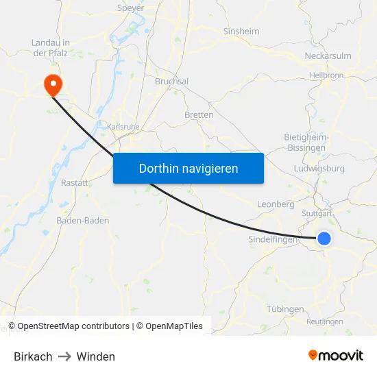 Birkach to Winden map