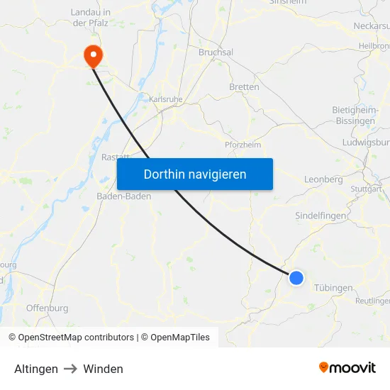 Altingen to Winden map