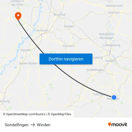 Sondelfingen to Winden map