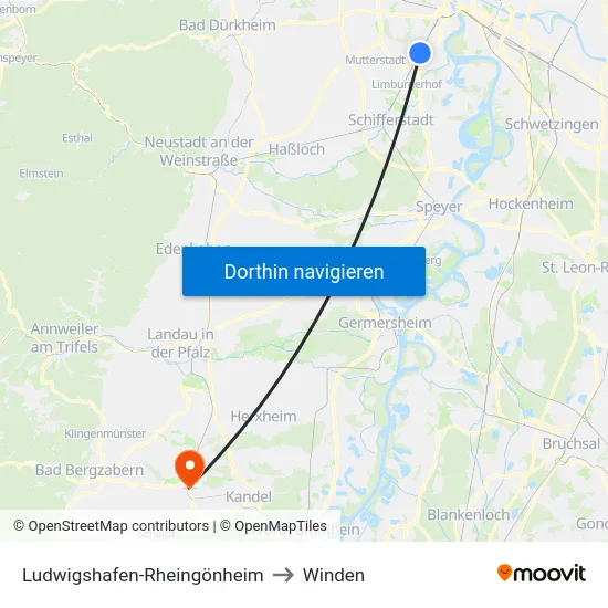 Ludwigshafen-Rheingönheim to Winden map