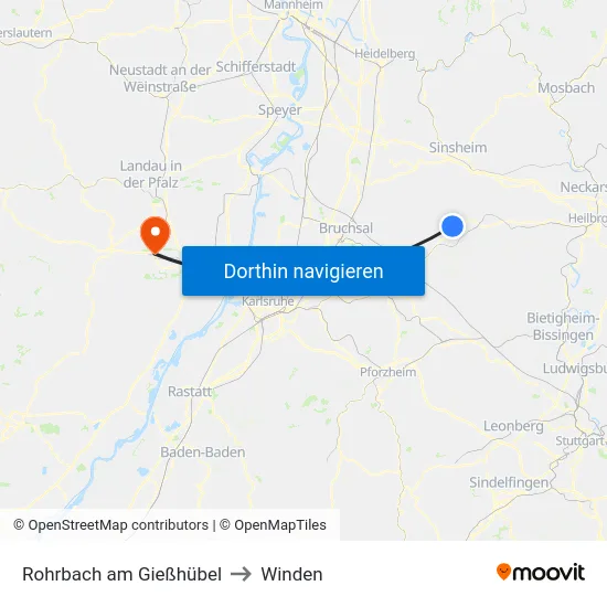 Rohrbach am Gießhübel to Winden map