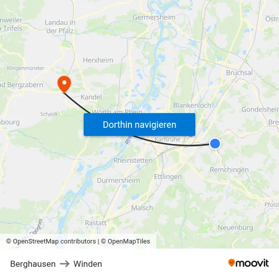 Berghausen to Winden map