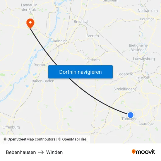 Bebenhausen to Winden map