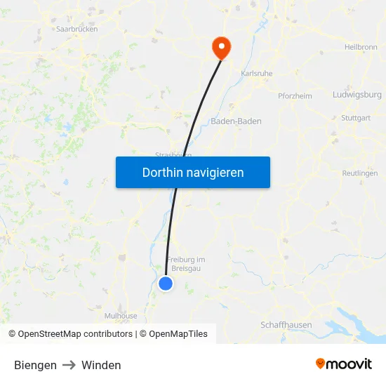 Biengen to Winden map