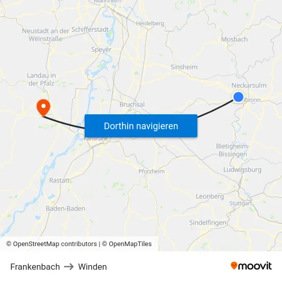Frankenbach to Winden map