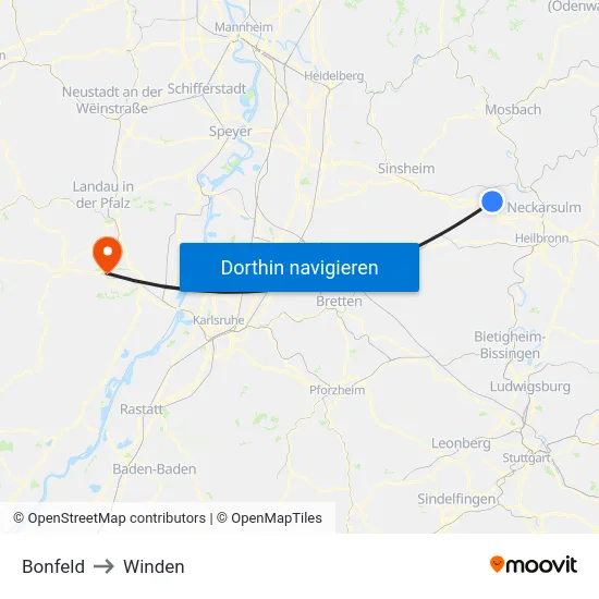 Bonfeld to Winden map