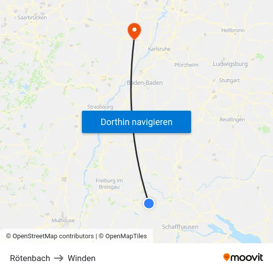 Rötenbach to Winden map