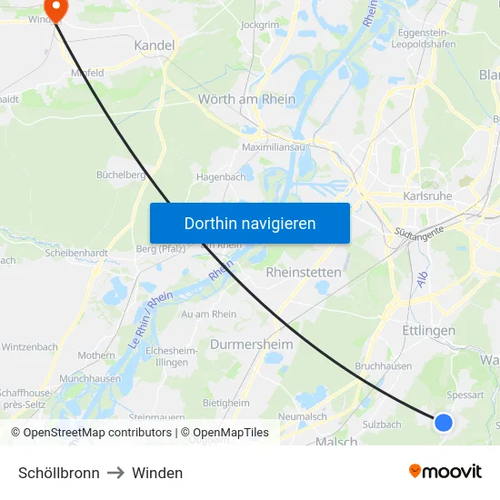 Schöllbronn to Winden map