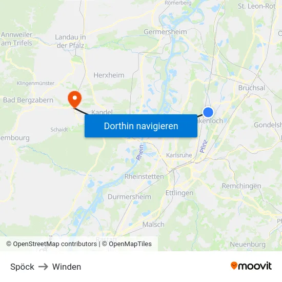 Spöck to Winden map