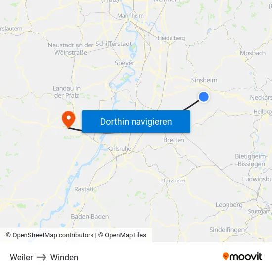 Weiler to Winden map