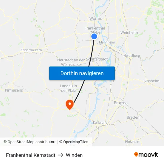 Frankenthal Kernstadt to Winden map