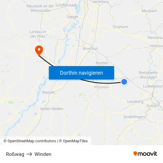 Roßwag to Winden map