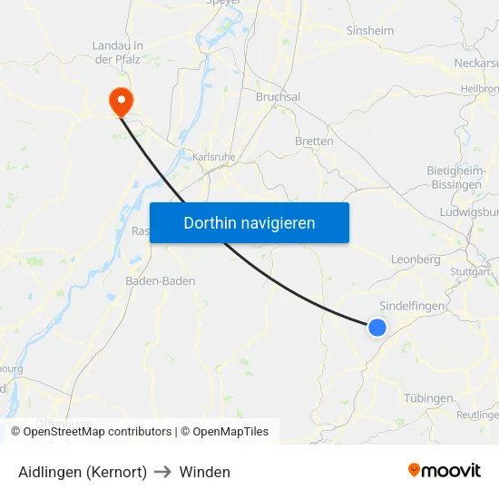 Aidlingen (Kernort) to Winden map